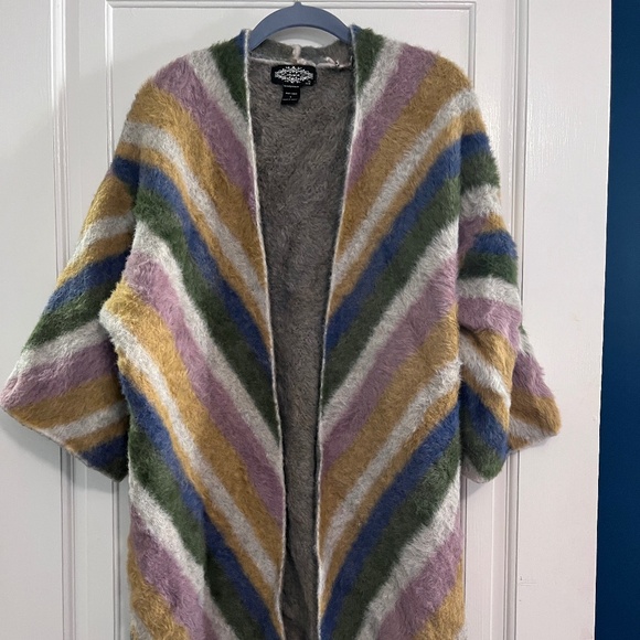 Striped Multicolor Open-Front Sweater - Picture 1 of 11